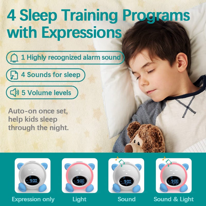 Windflyer OK to Wake Clock for Kids, Sleep Training Clock with Night Light and Sound Machine, Kids Alarm Clock for Bedrooms (Blue) - Image 4